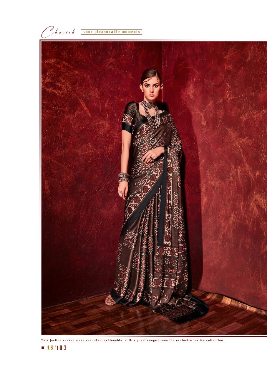 Sr Ajrakh Satin Printed New Exclusive Wear Fancy Designer Saree Collection 